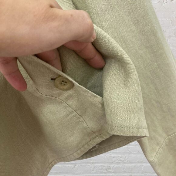 For The Republic Linen Blazer 12 Open Front Tan Pockets Casual Lightweight - Picture 11 of 13